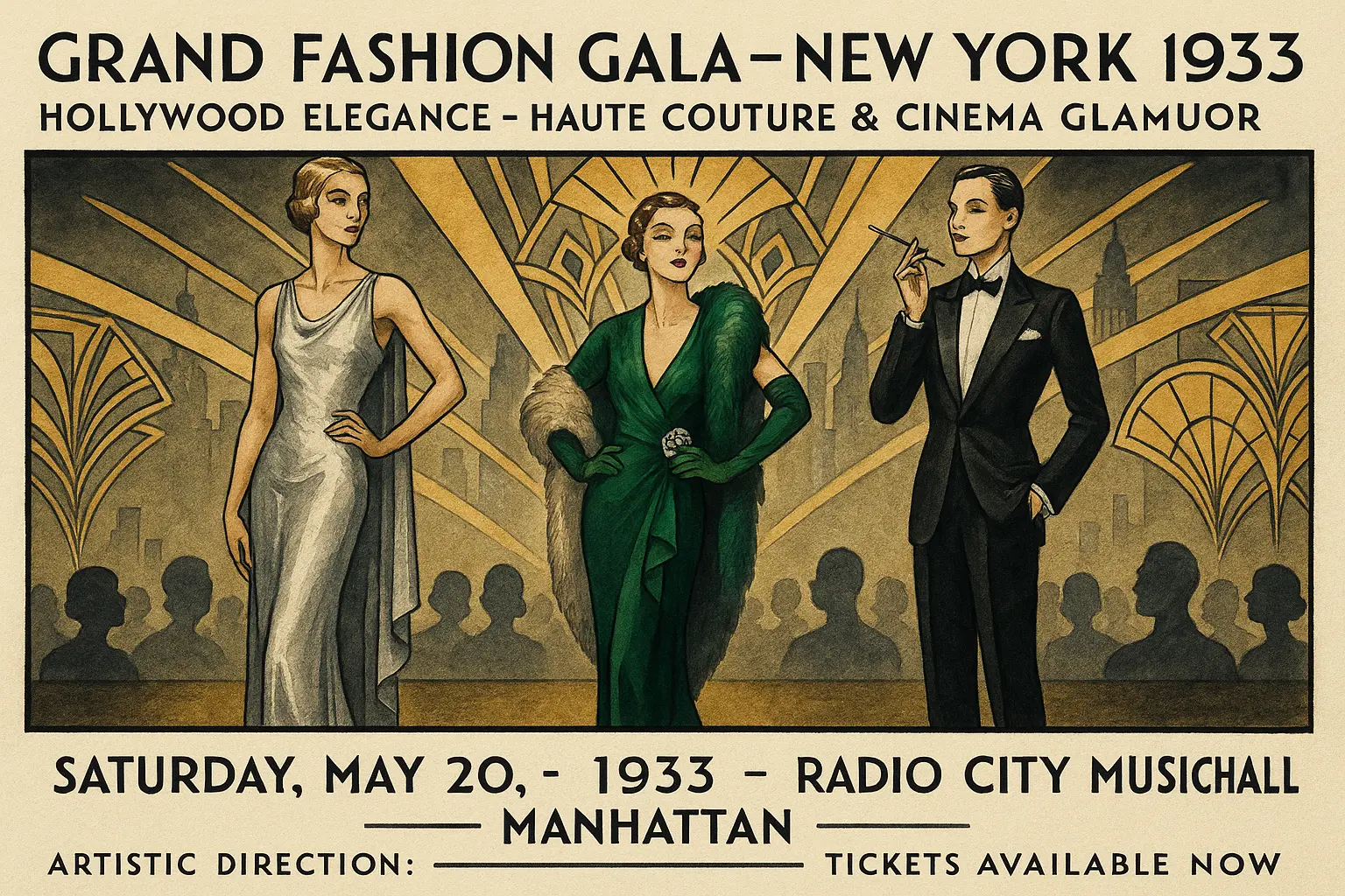 Grand Fashion Gala – New York 1933 Grand Fashion Gala – New York 1933: Hollywood Elegance & Haute Couture