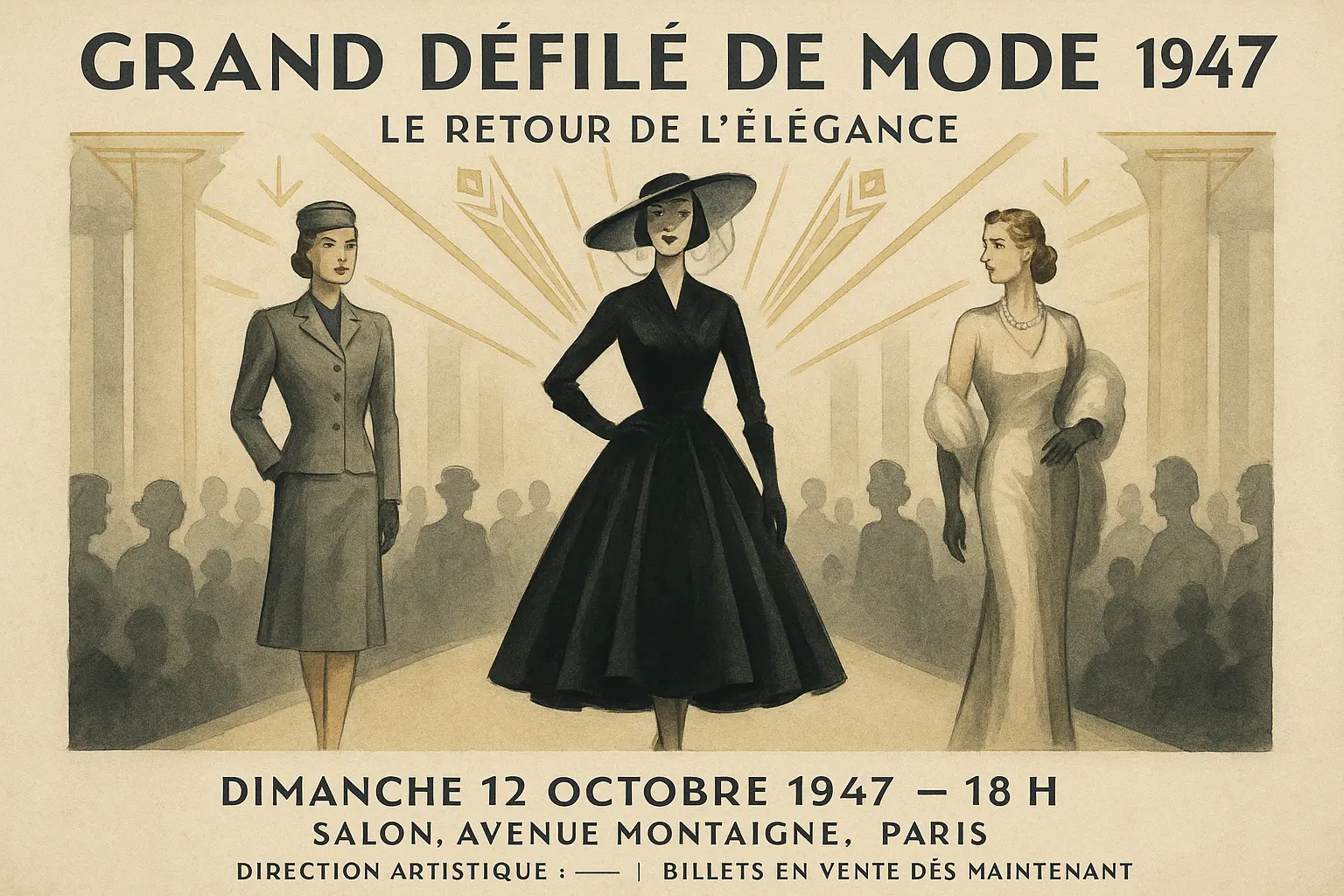 Grand Défilé de Mode – Paris 1947: Le Retour de l’Élégance