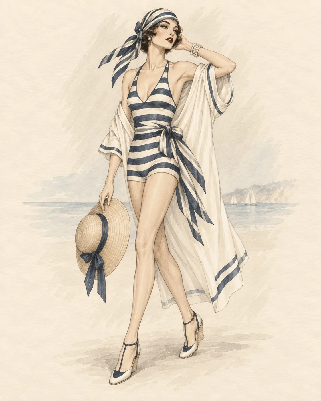1920er Beach- und Resortwear als Fashion-Illustration