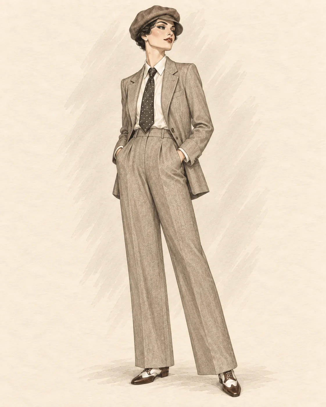 1920er Garçonne-Suiting als Fashion-Illustration