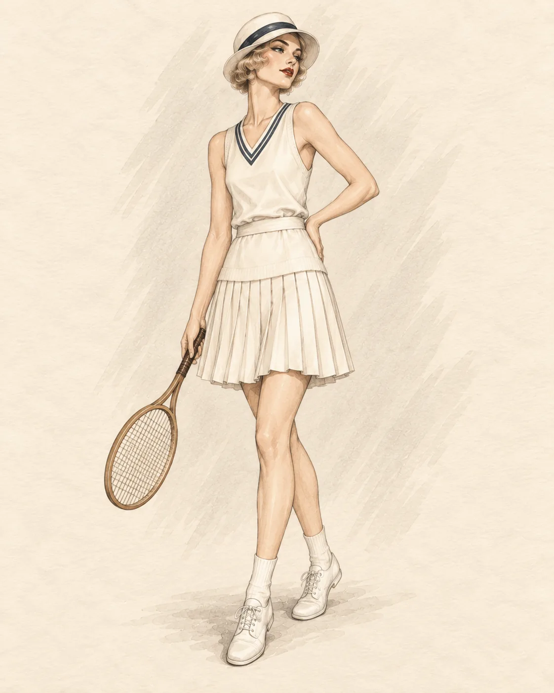 1920er Sporty-Chic und Tennis-Look als Fashion-Illustration