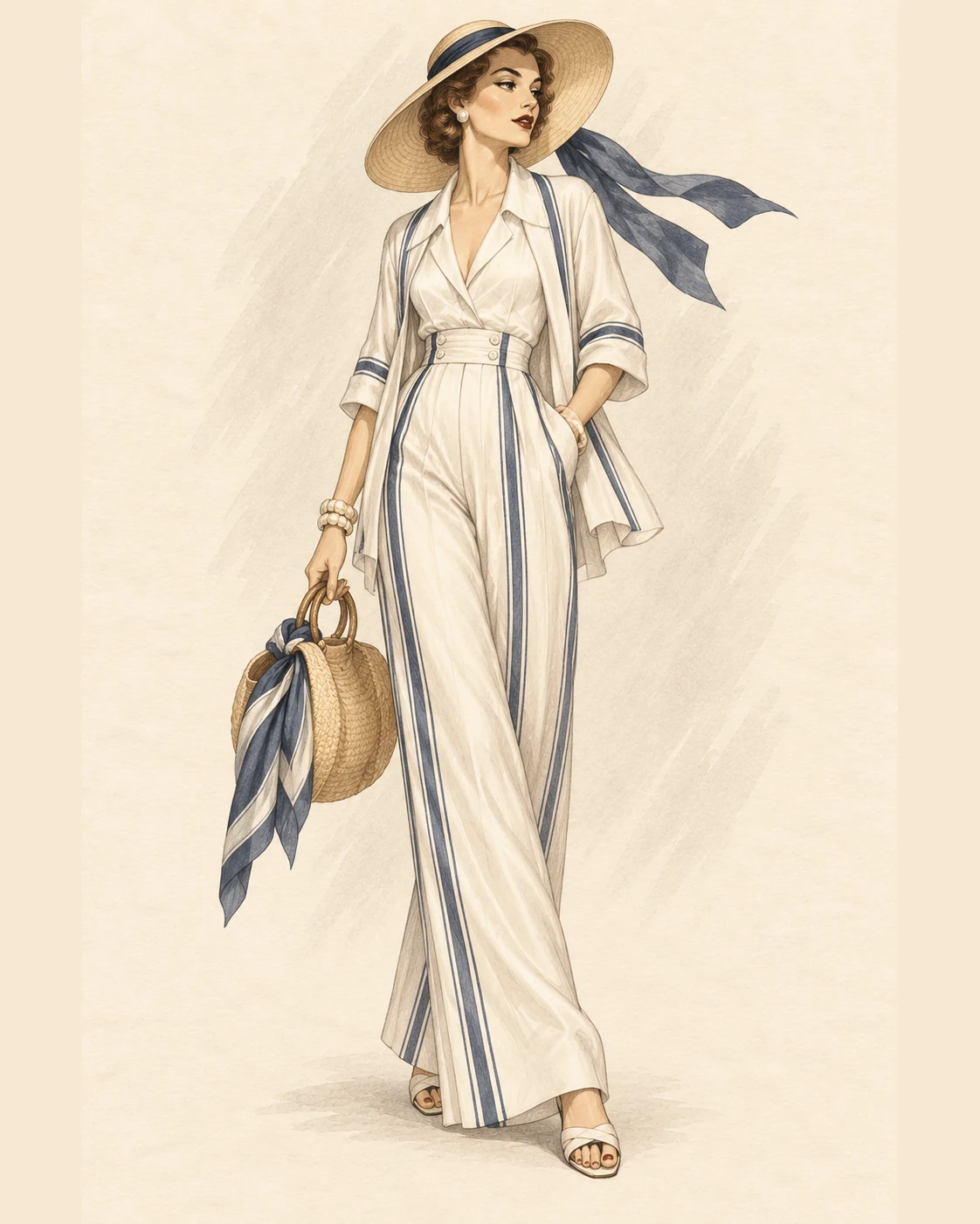 1930er Beach Pyjamas und Resortwear als Fashion-Illustration