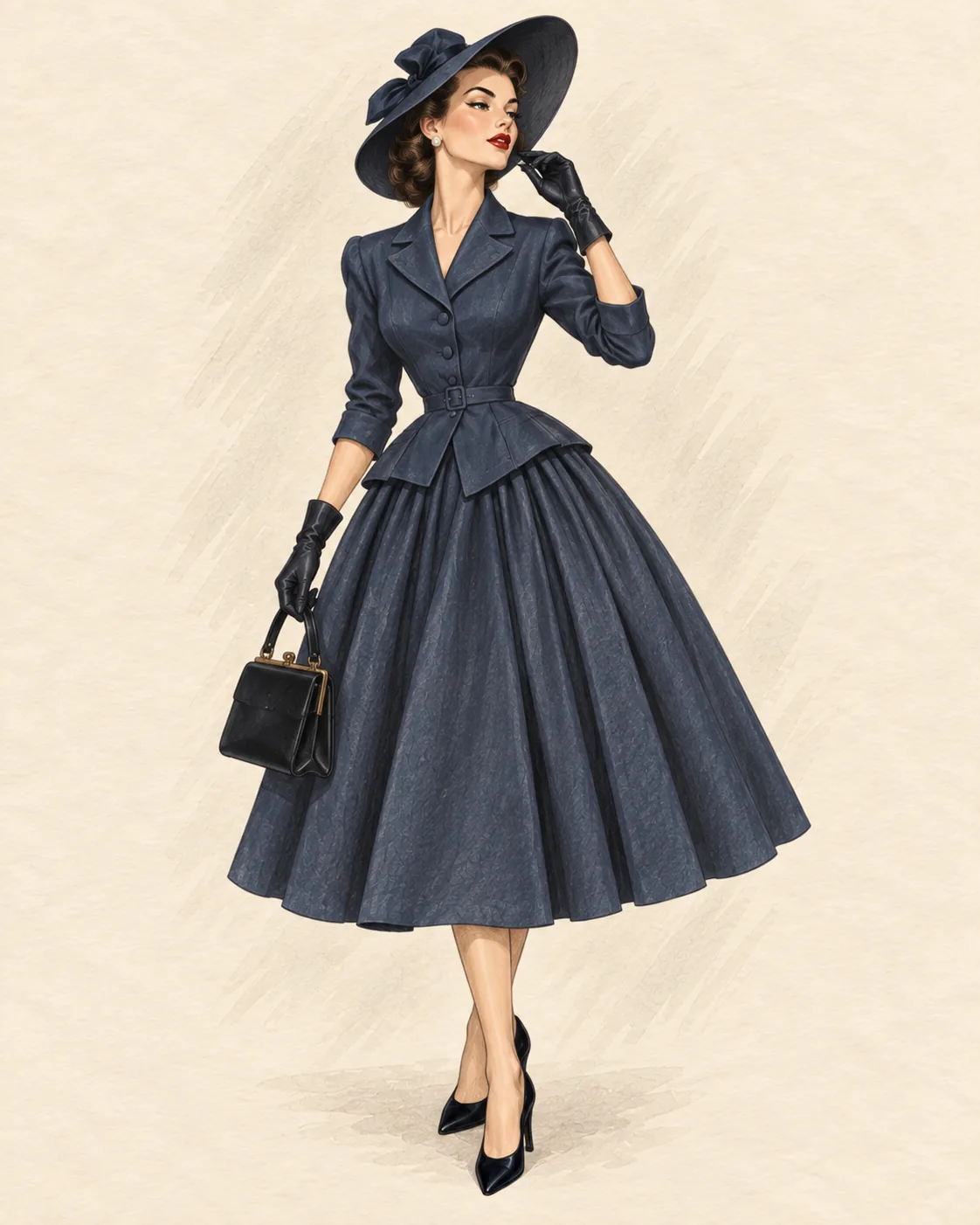 1940er New Look 1947 bis 1949 als Fashion-Illustration
