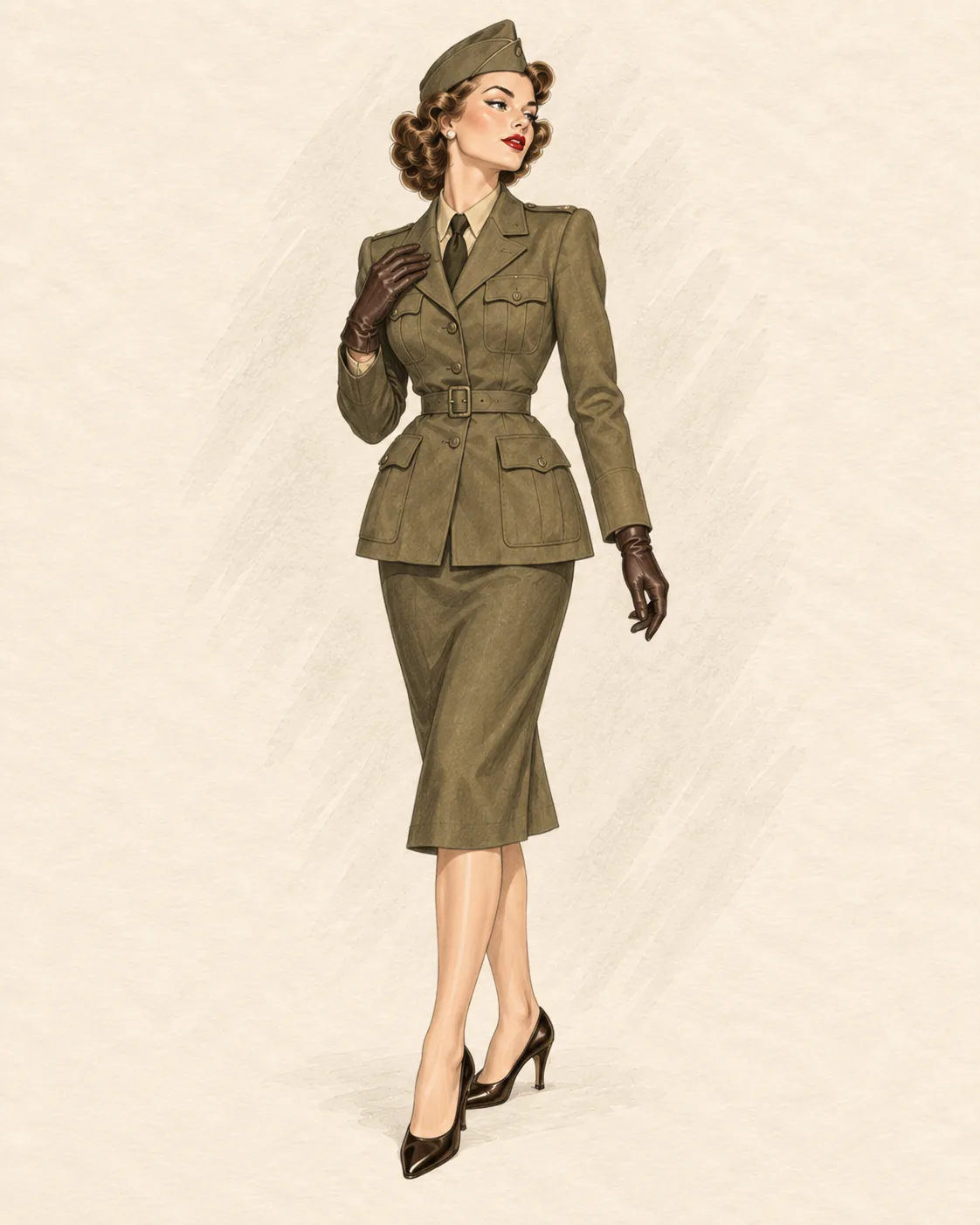 1940er Utility Suit als Fashion-Illustration