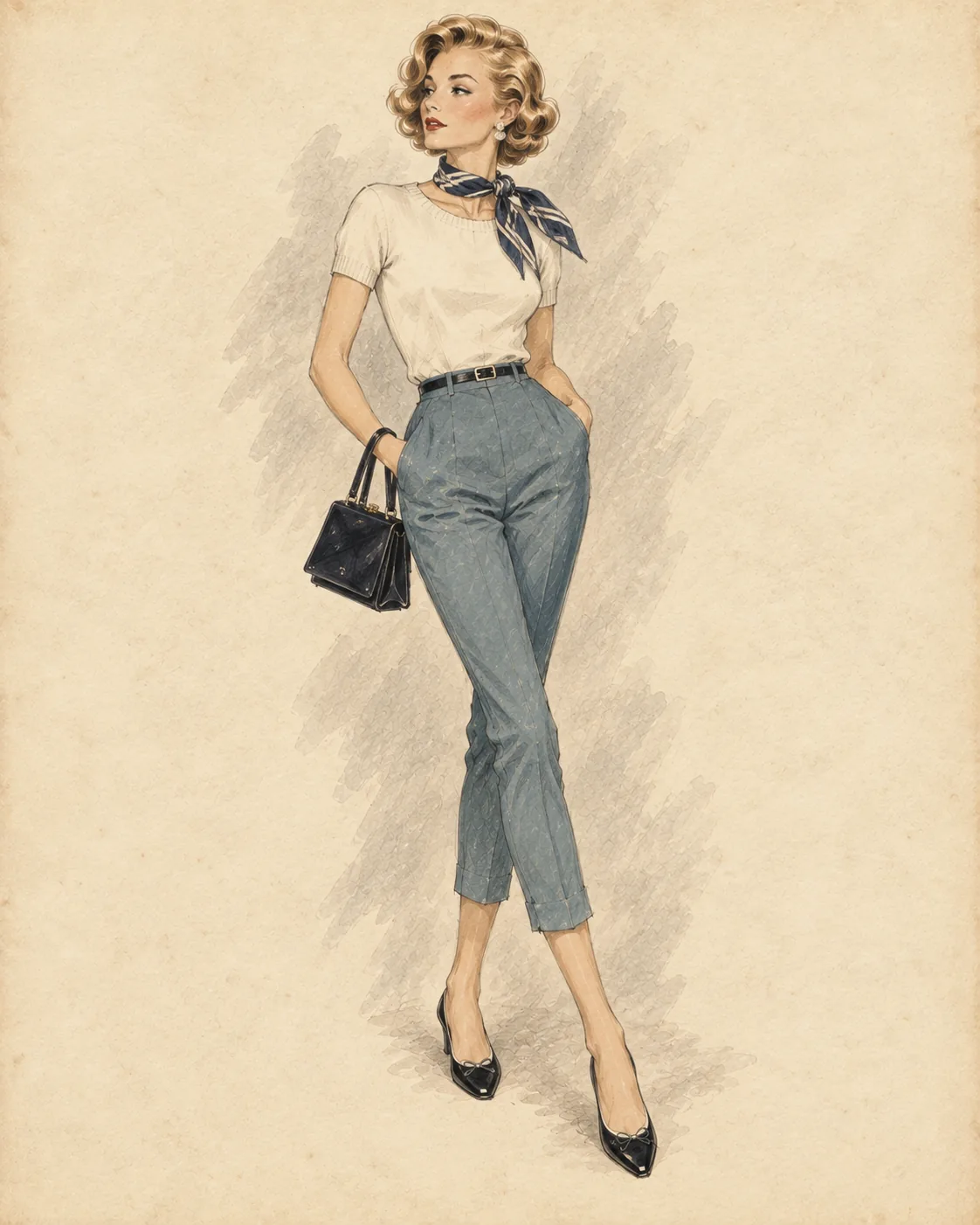 1950er Capri- und Casual-Look als Fashion-Illustration