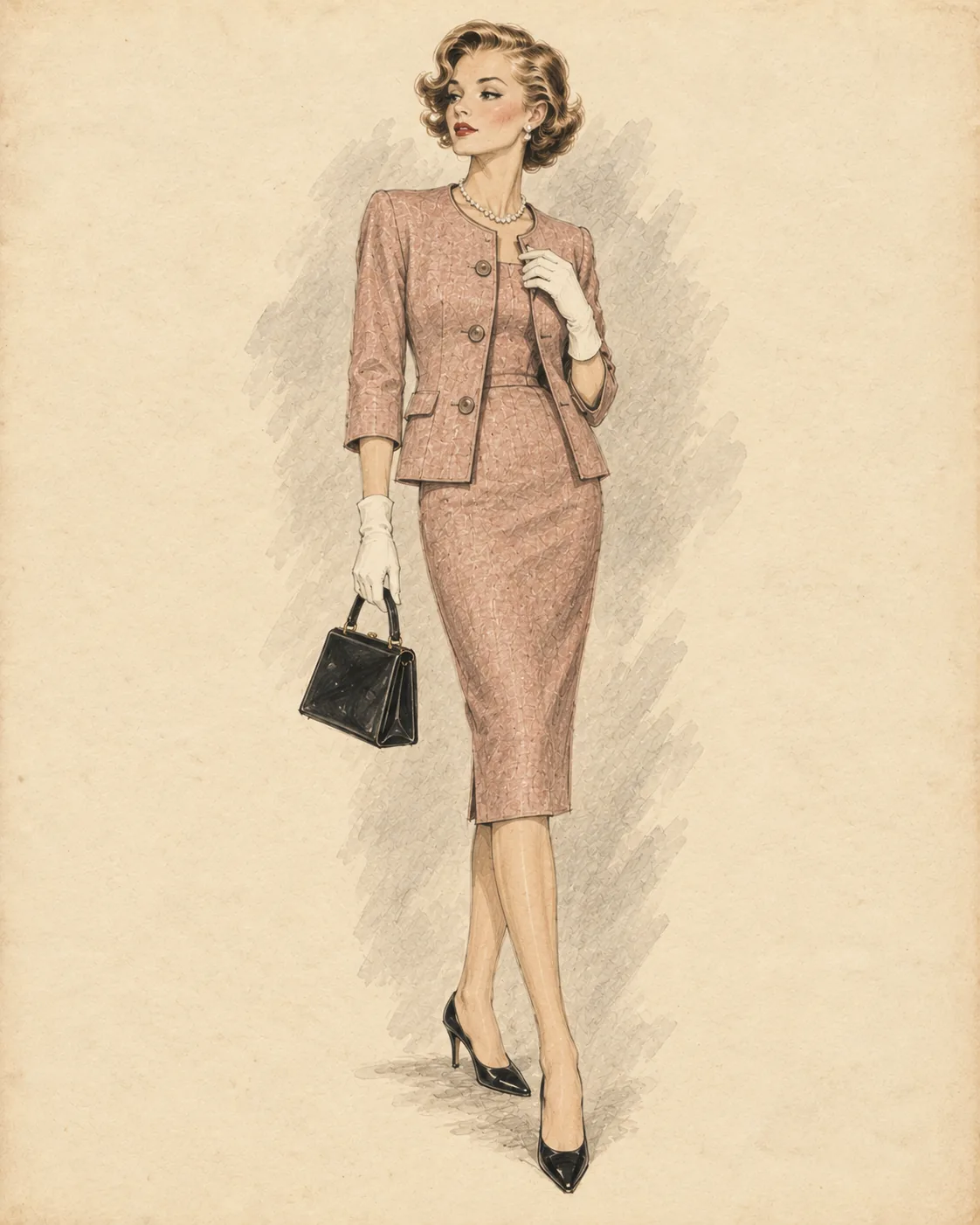 Später 1950er Modern-Look als Fashion-Illustration