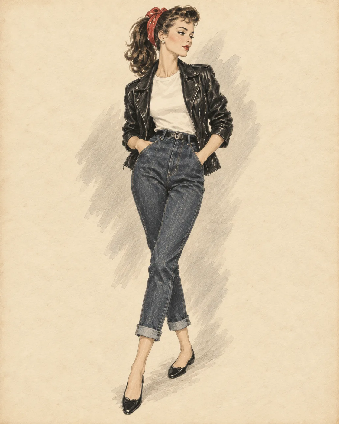 1950er Rockabilly-Look als Fashion-Illustration