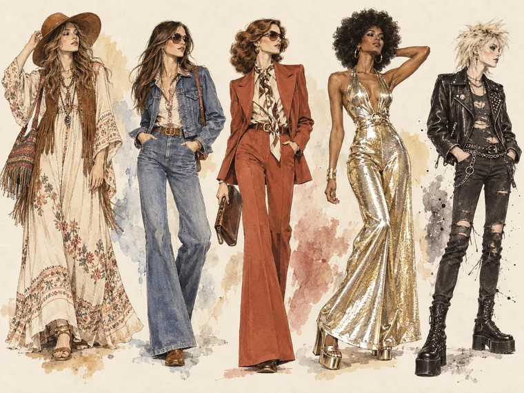 Modewandel der 1970er von Boho und Tailoring bis Disco und Punk