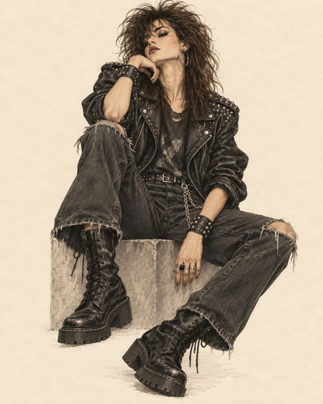1980er Punk- und Metal-Mode als Editorial-Illustration
